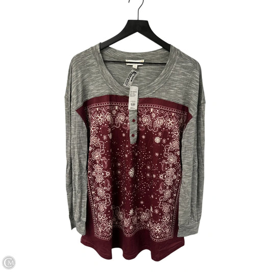 Top Long Sleeve Basic By Suzanne Betro In Maroon, Size: Xl