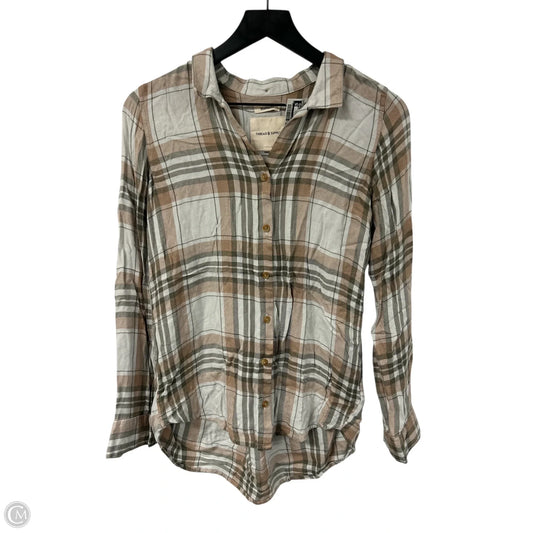 Blouse Long Sleeve By Thread And Supply In Brown & Green, Size: S
