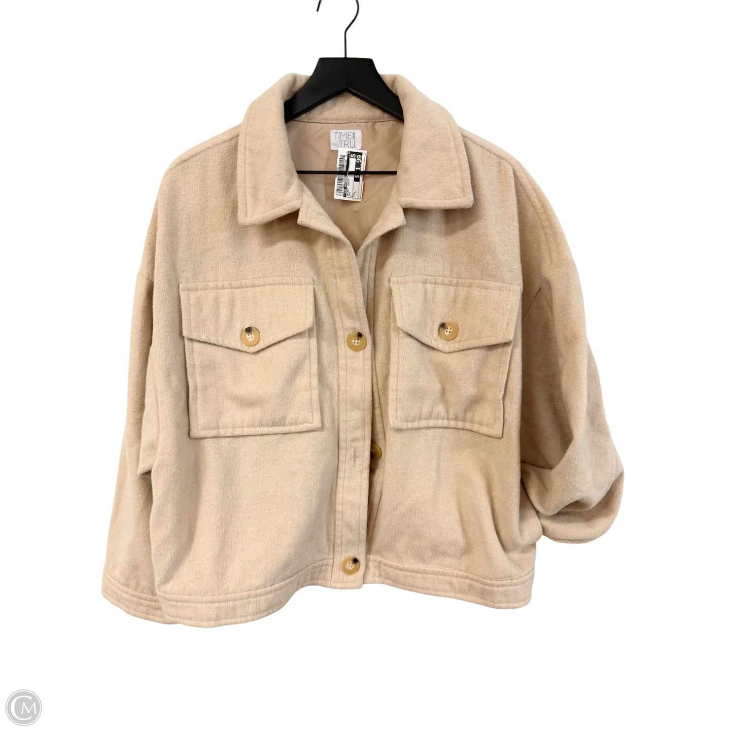 Jacket Shirt By Time And Tru In Tan, Size: L