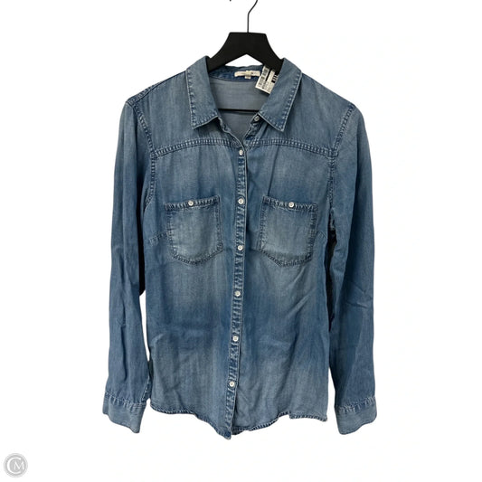 Blouse Long Sleeve By Maurices In Blue Denim, Size: L
