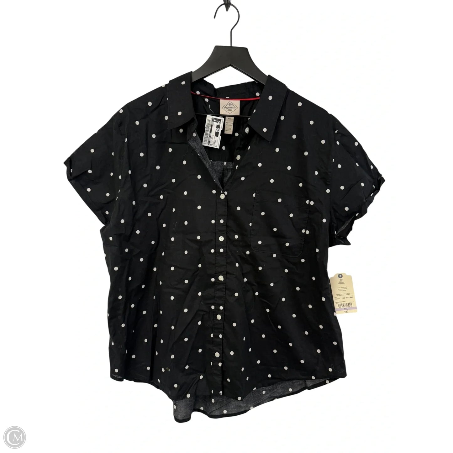 Blouse Short Sleeve By St Johns Bay In Black & White, Size: Xlp