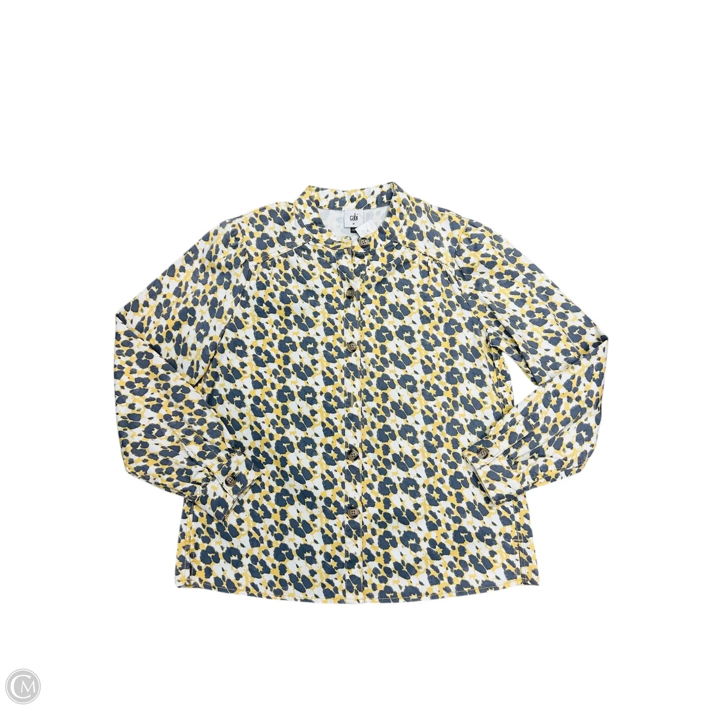 Blouse Long Sleeve By Cabi In Grey & Yellow, Size: M