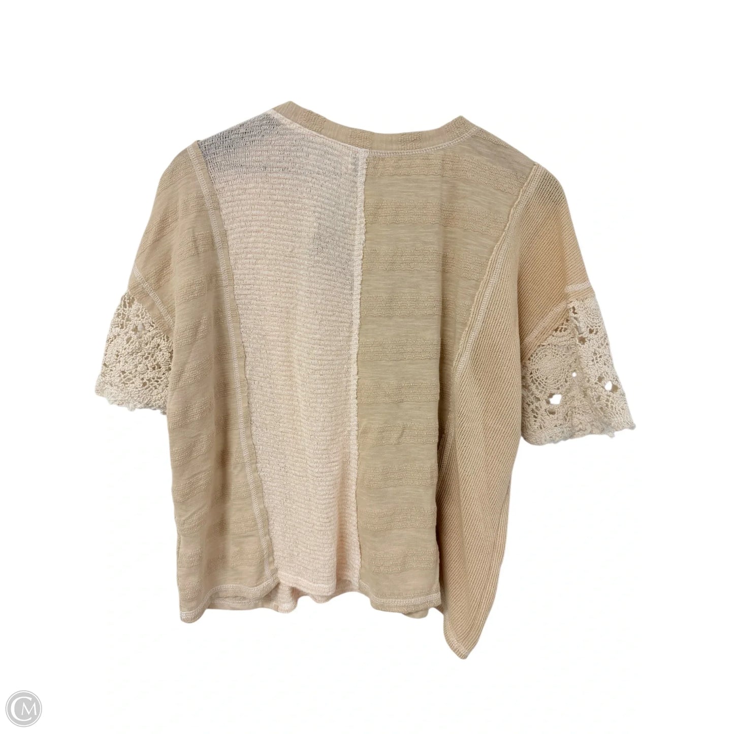 Top Short Sleeve By Bke In Cream & Tan, Size: M