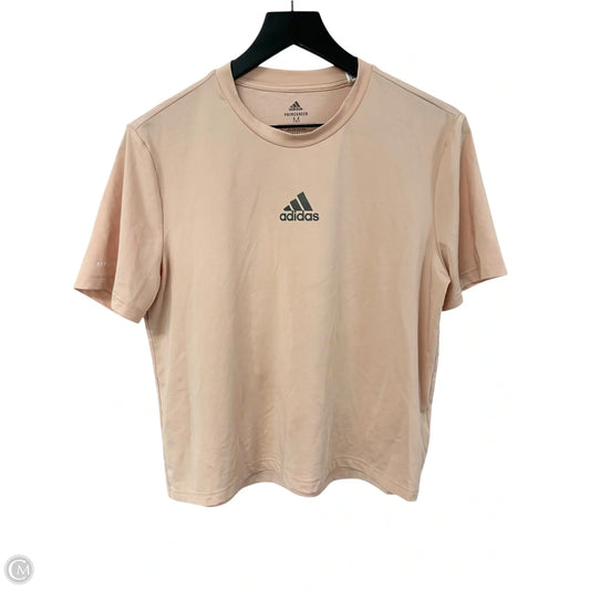 Athletic Top Short Sleeve By Adidas In Tan, Size: M