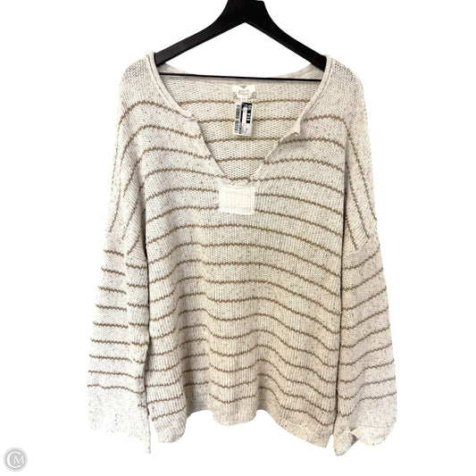 Sweater By Blu Pepper In Cream & Tan, Size: 3x