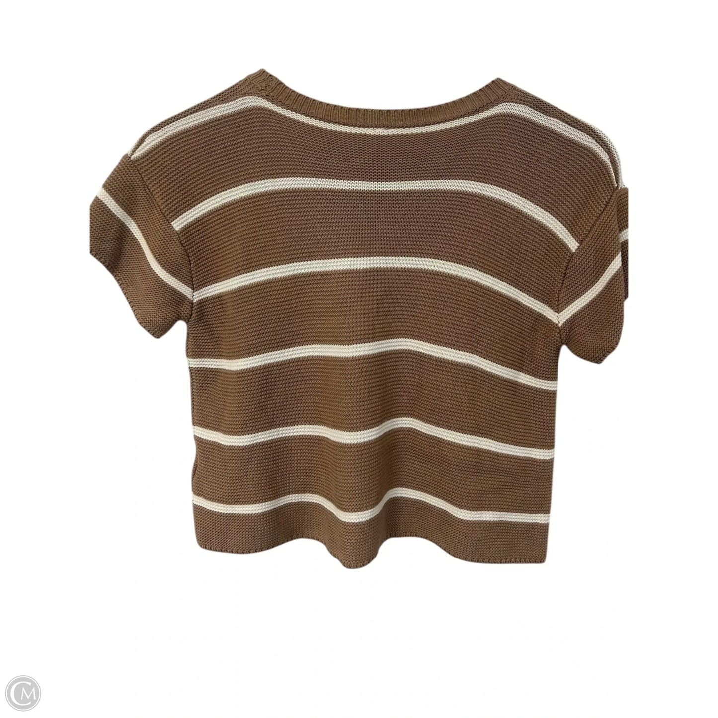 Top Short Sleeve By Wishlist In Brown & White, Size: S