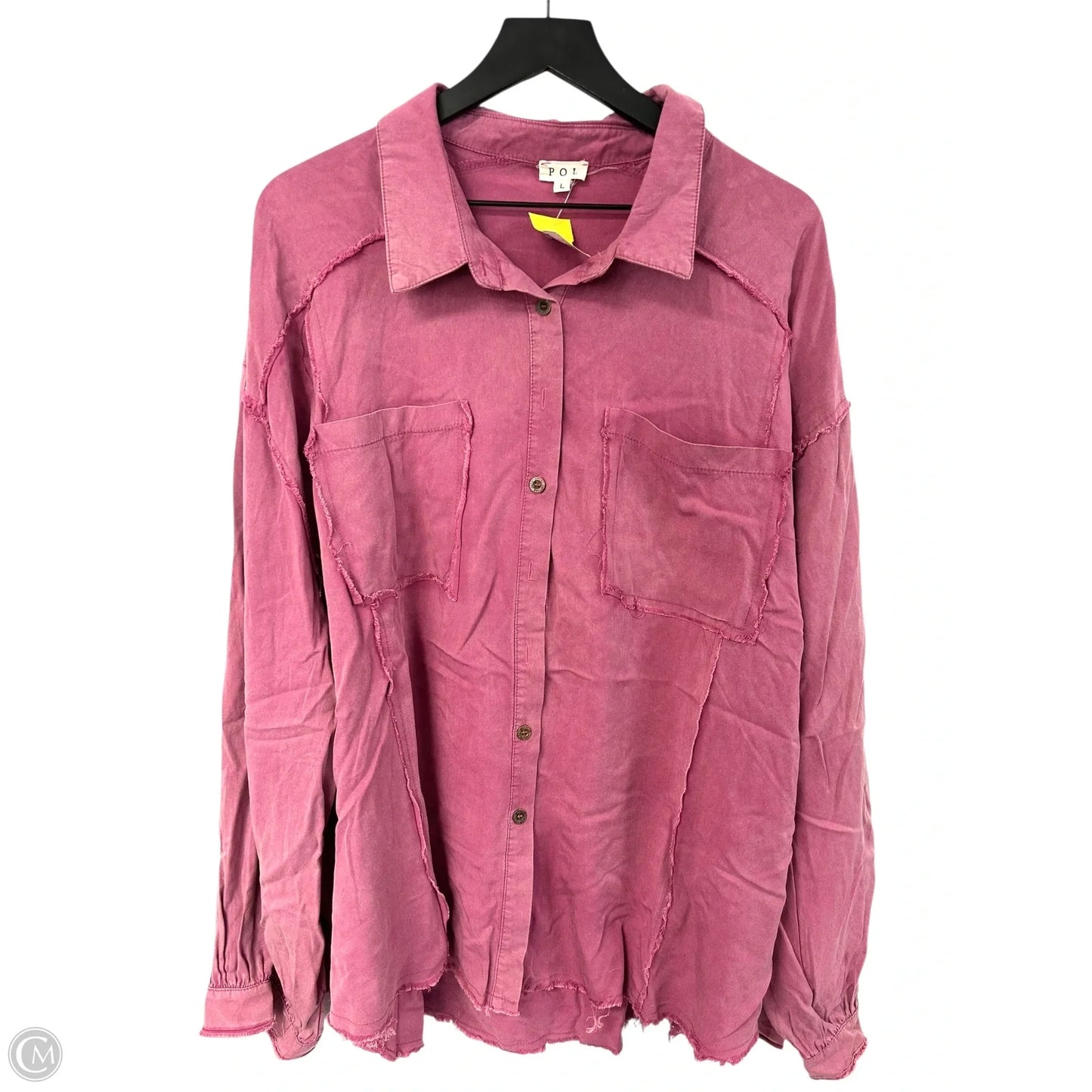 Blouse Long Sleeve By Pol In Pink, Size: L
