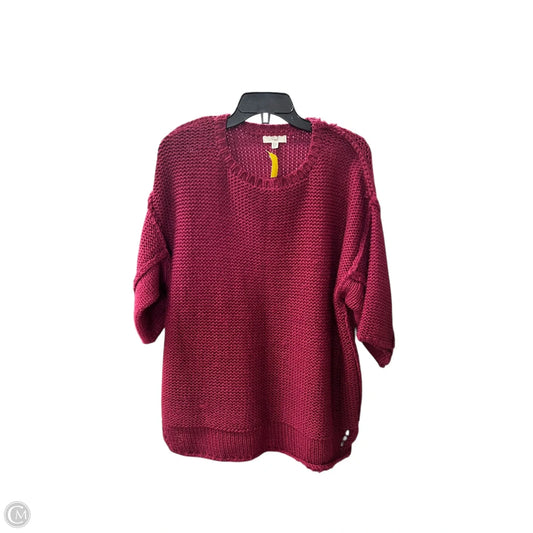 Sweater Short Sleeve By Easel In Maroon, Size: S