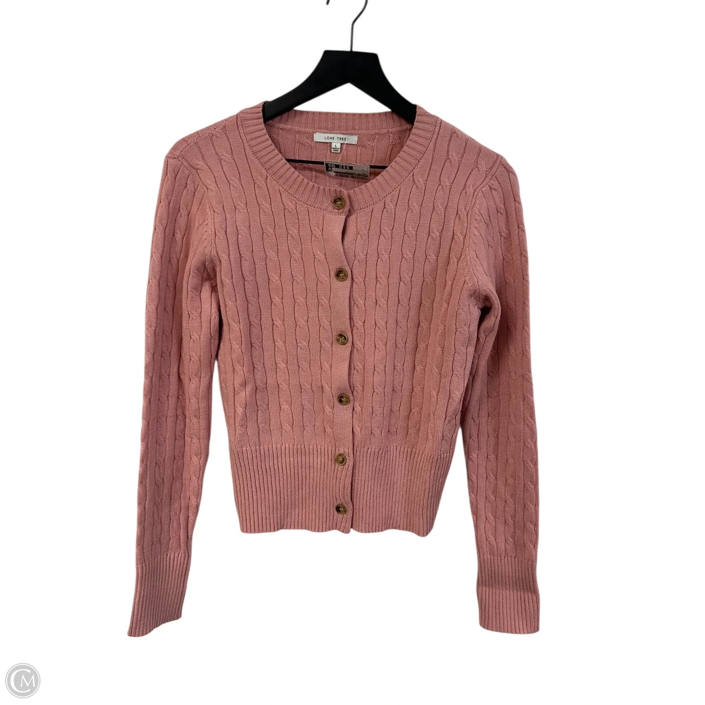 Sweater Cardigan By Love Tree In Pink, Size: L