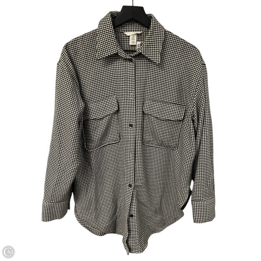 Jacket Shirt By H&m In Black & Cream, Size: S