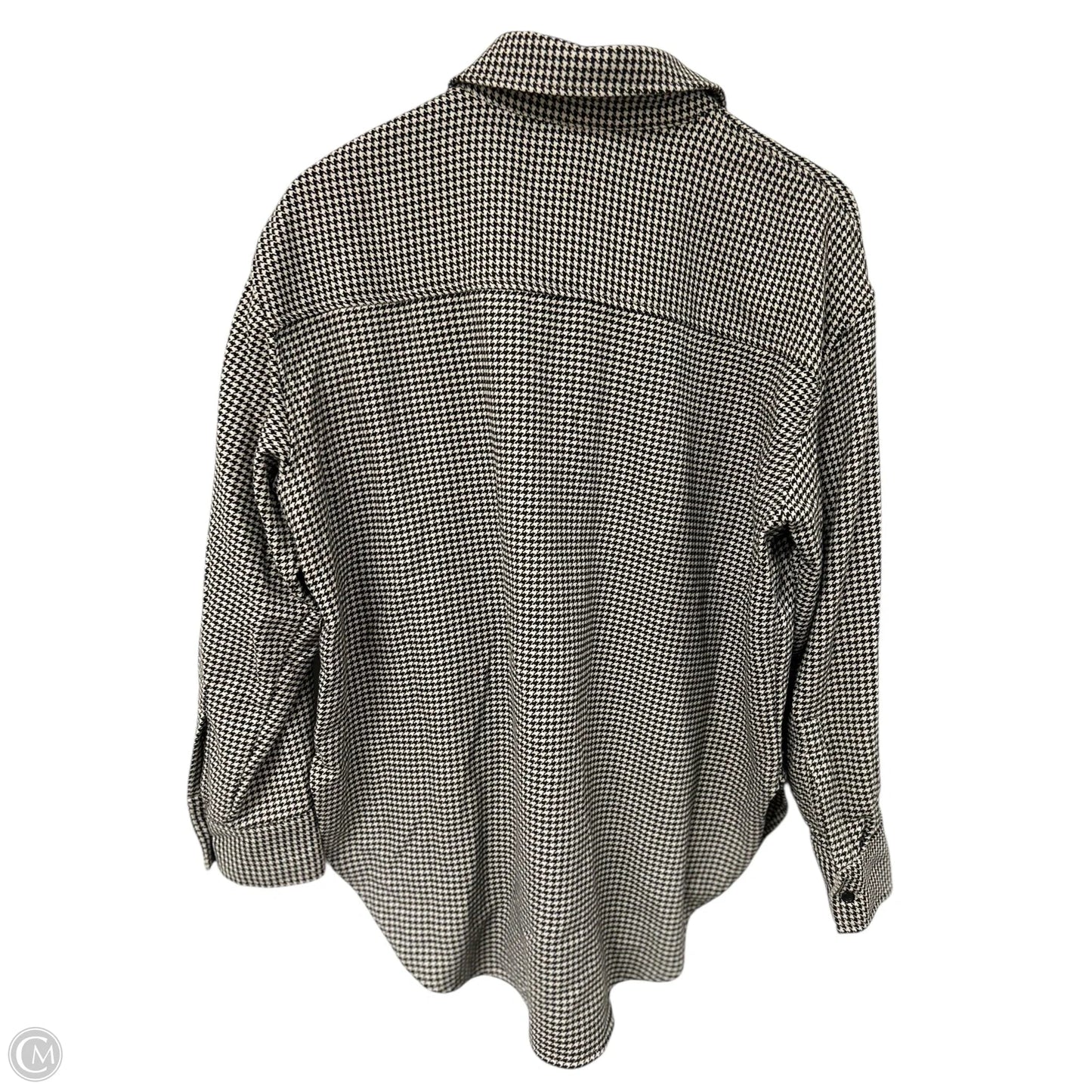 Jacket Shirt By H&m In Black & Cream, Size: S