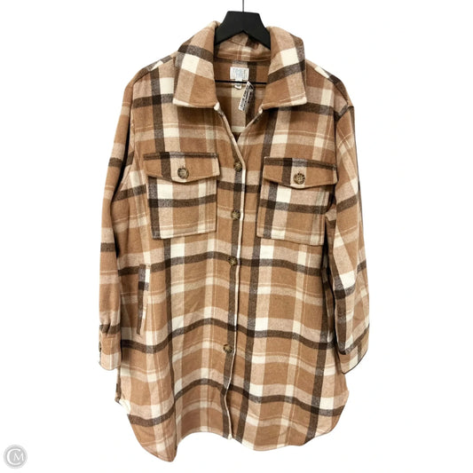 Jacket Shirt By Time And Tru In Brown & Cream, Size: Xl