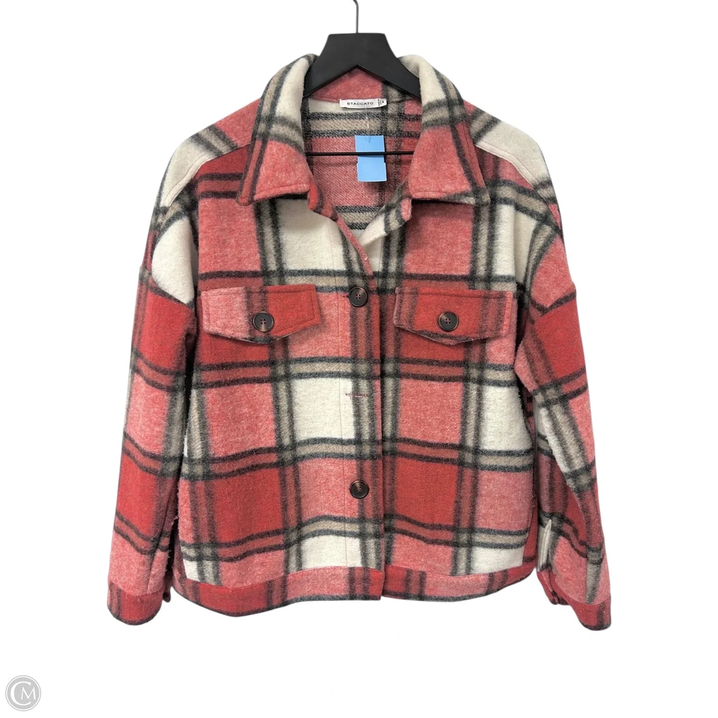 Jacket Shirt By Staccato In Brown & Orange, Size: M