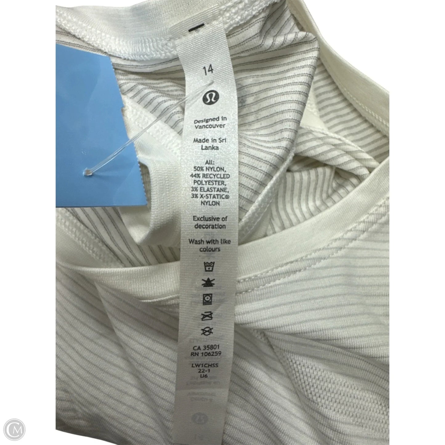 Athletic Tank Top By Lululemon In White, Size: 14