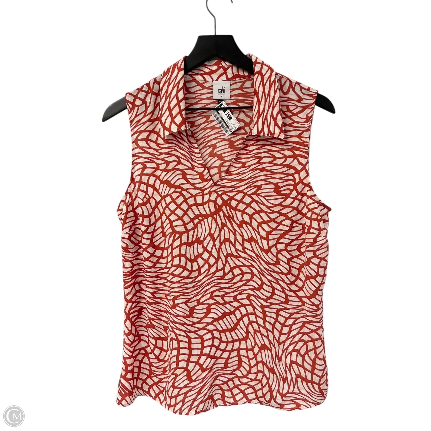Top Sleeveless By Cabi In Cream & Orange, Size: M