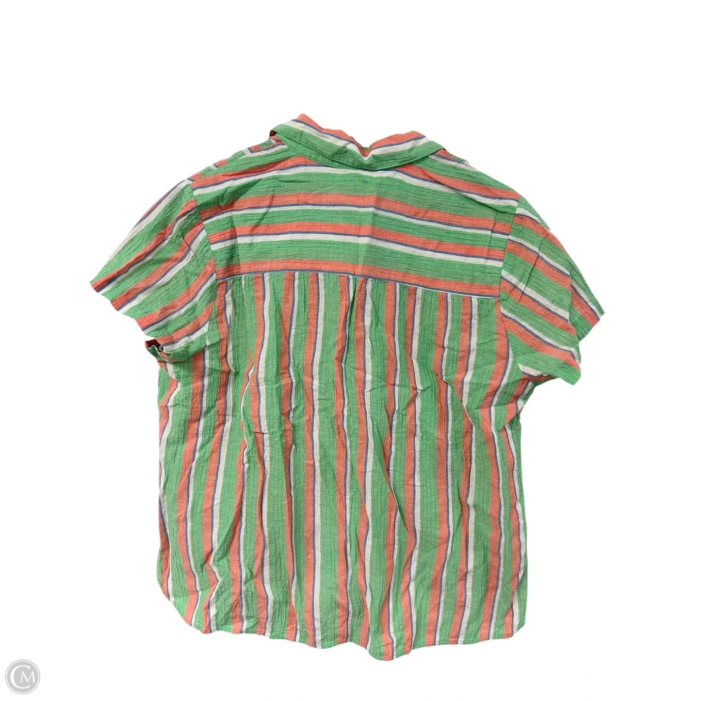Blouse Short Sleeve By Cabi In Green & Orange, Size: L