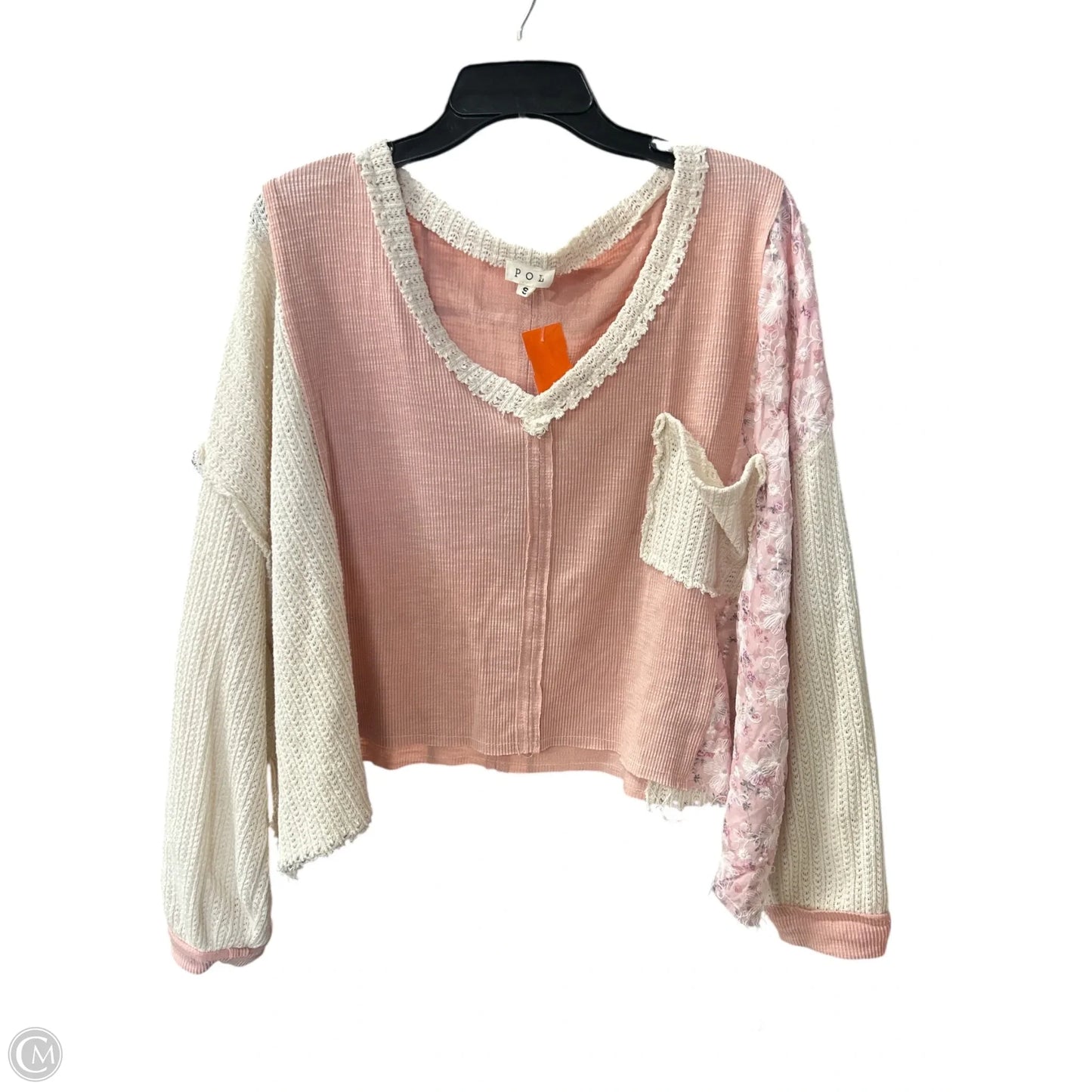 Top Long Sleeve By Pol In Cream & Pink, Size: S