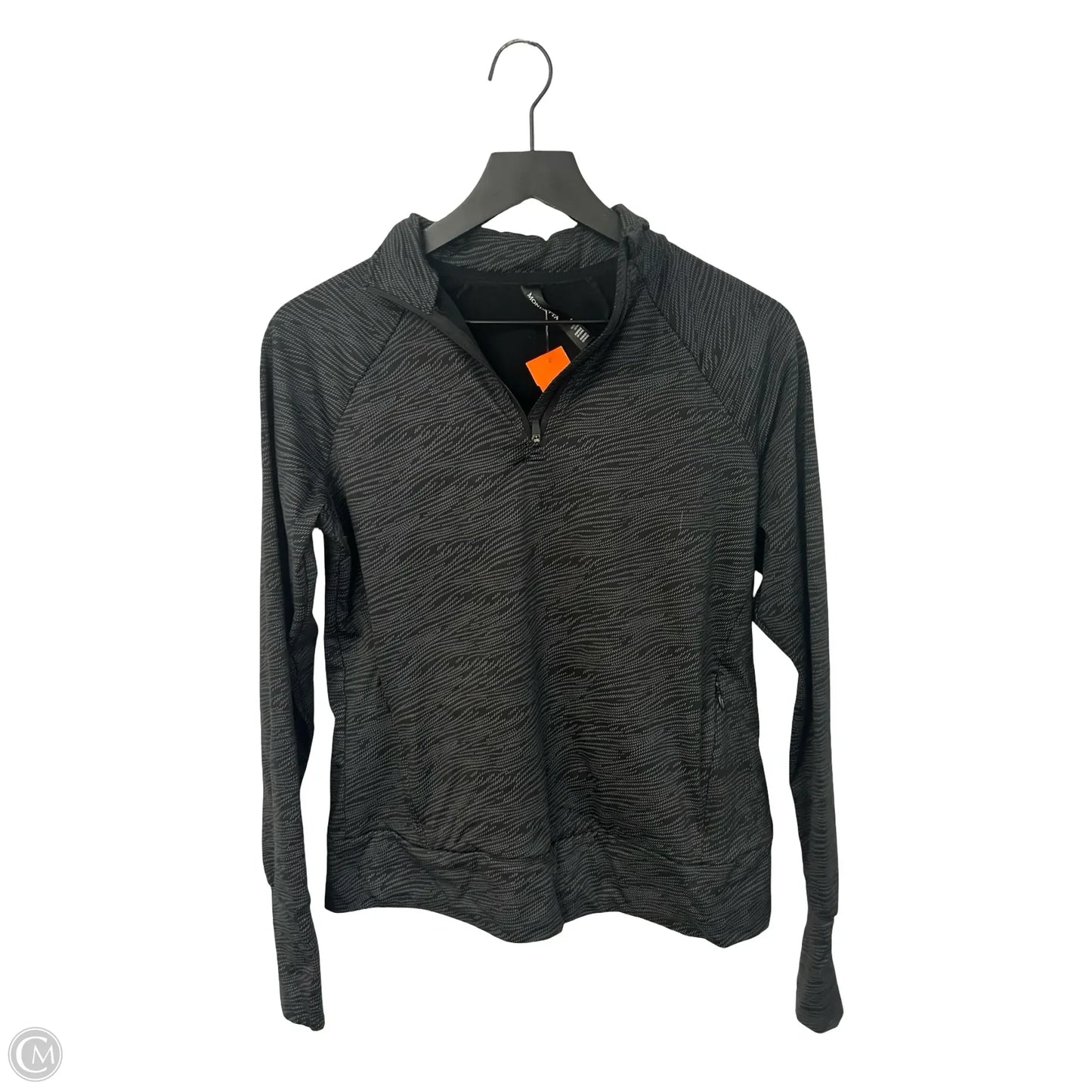 Athletic Top Long Sleeve Collar By Mondetta In Black & Grey, Size: S