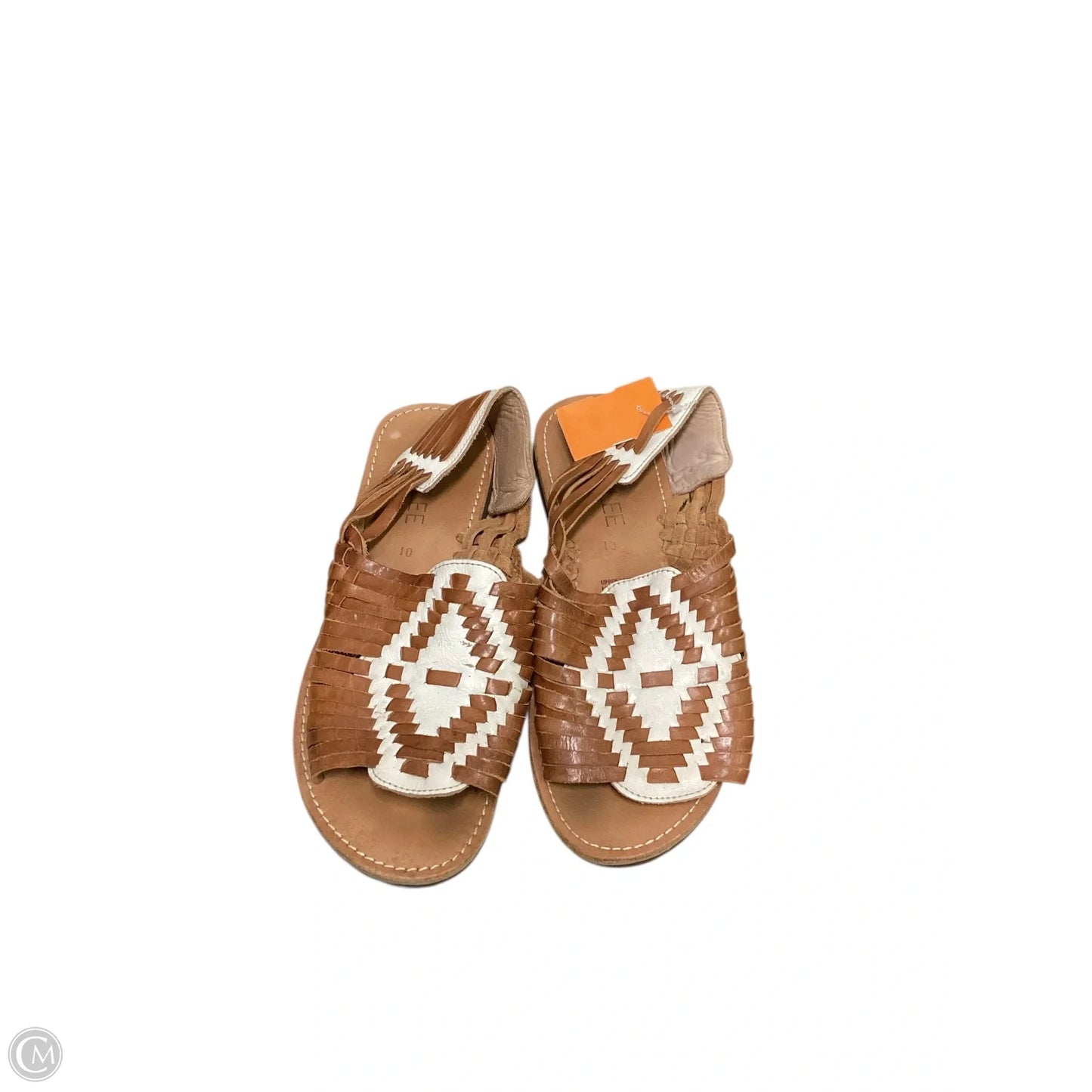 Sandals Flats By Roolee In Brown & White, Size: 10