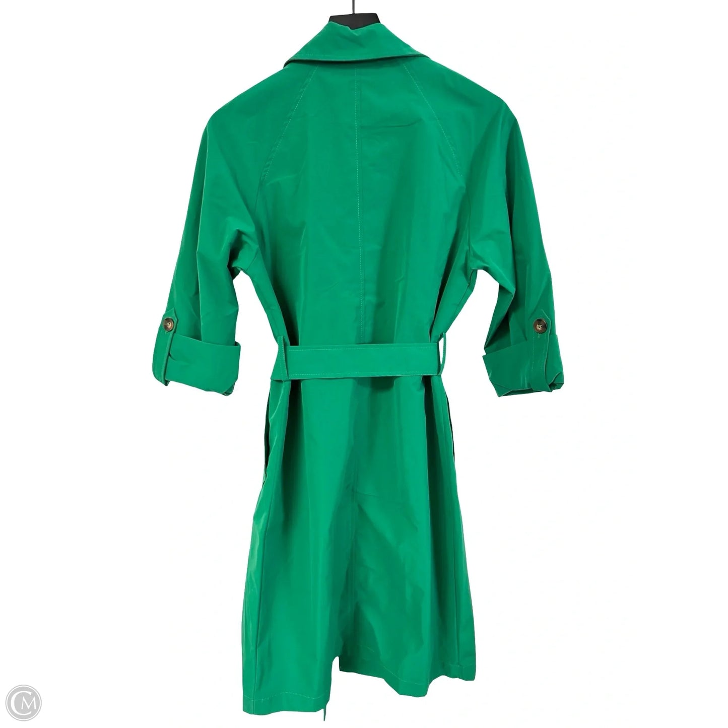 Coat Trench Coat By Love Tree In Green, Size: S