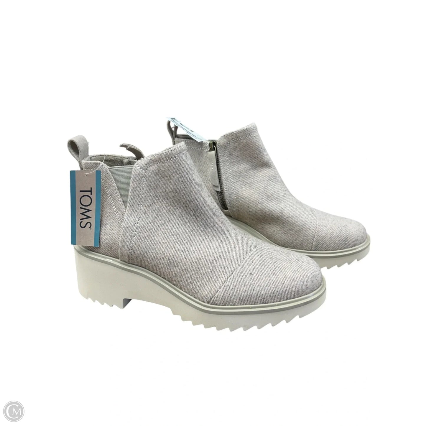 Boots Ankle Flats By Toms In Grey & Silver, Size: 8.5