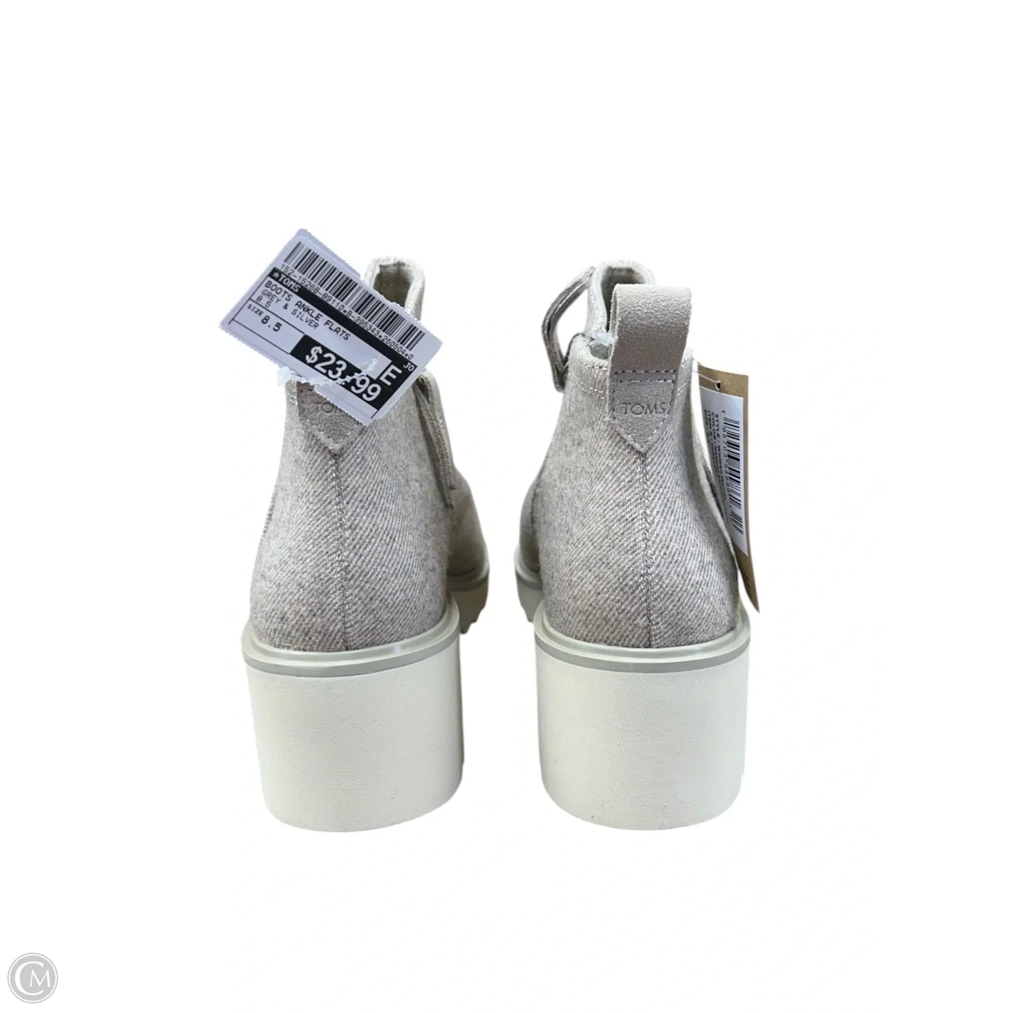 Boots Ankle Flats By Toms In Grey & Silver, Size: 8.5