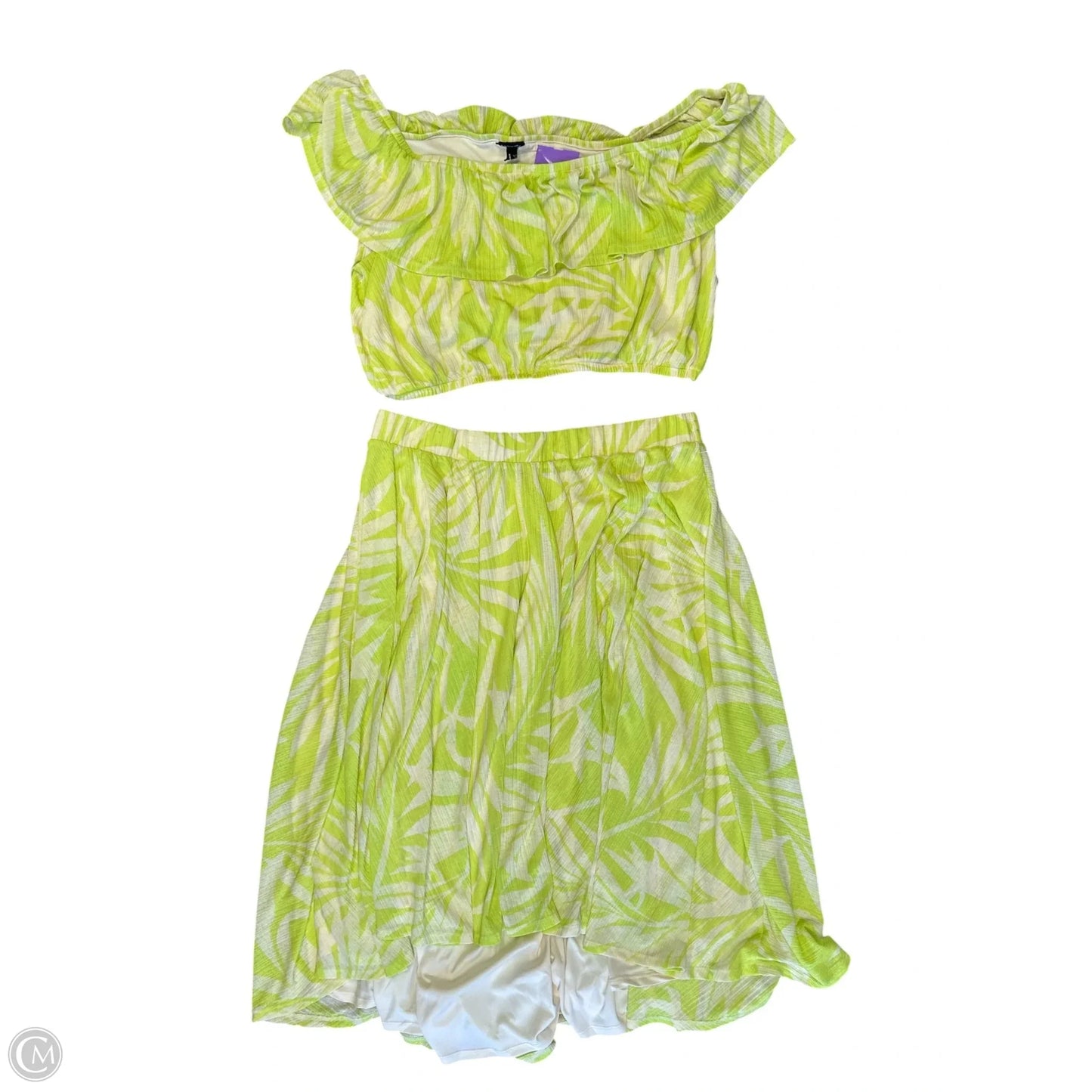 Skirt Set 2pc By Torrid In Cream & Green, Size: 2x