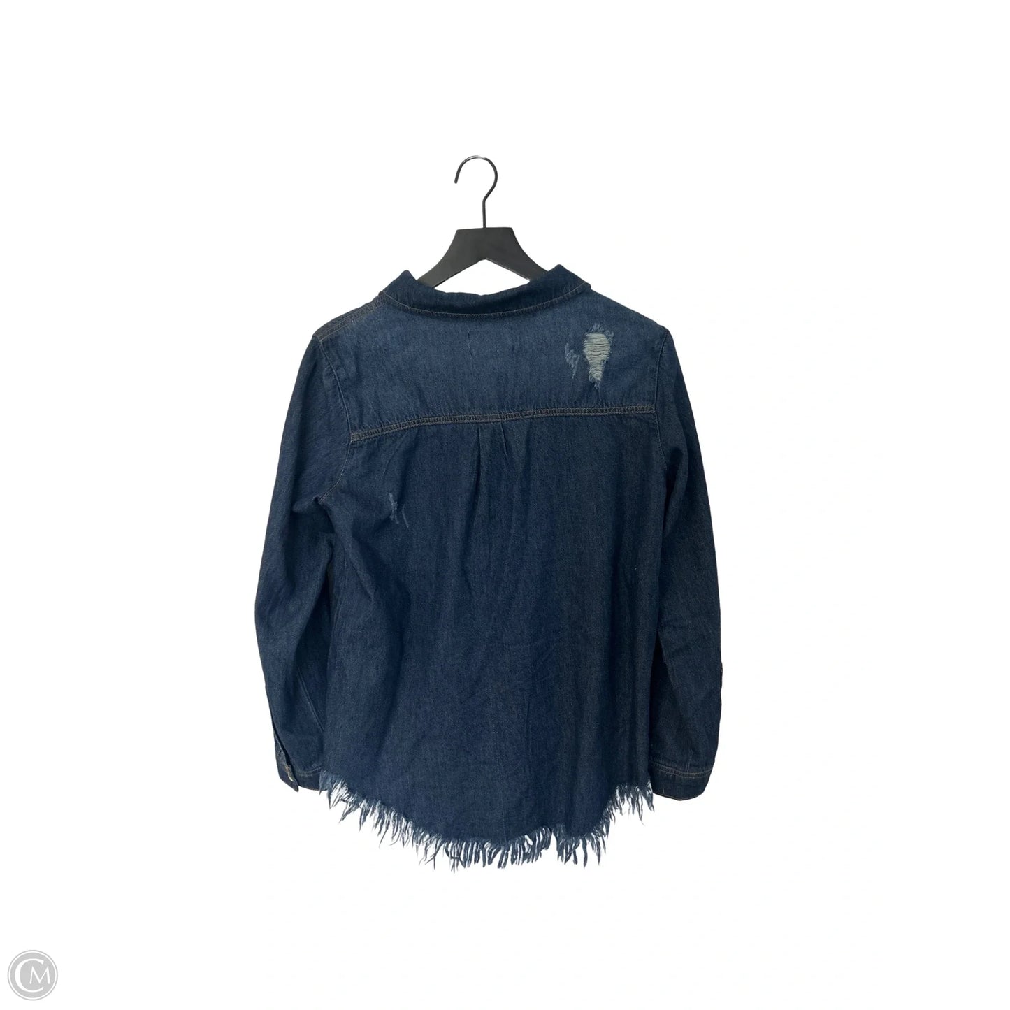 Blouse Long Sleeve By Risen In Blue Denim, Size: M