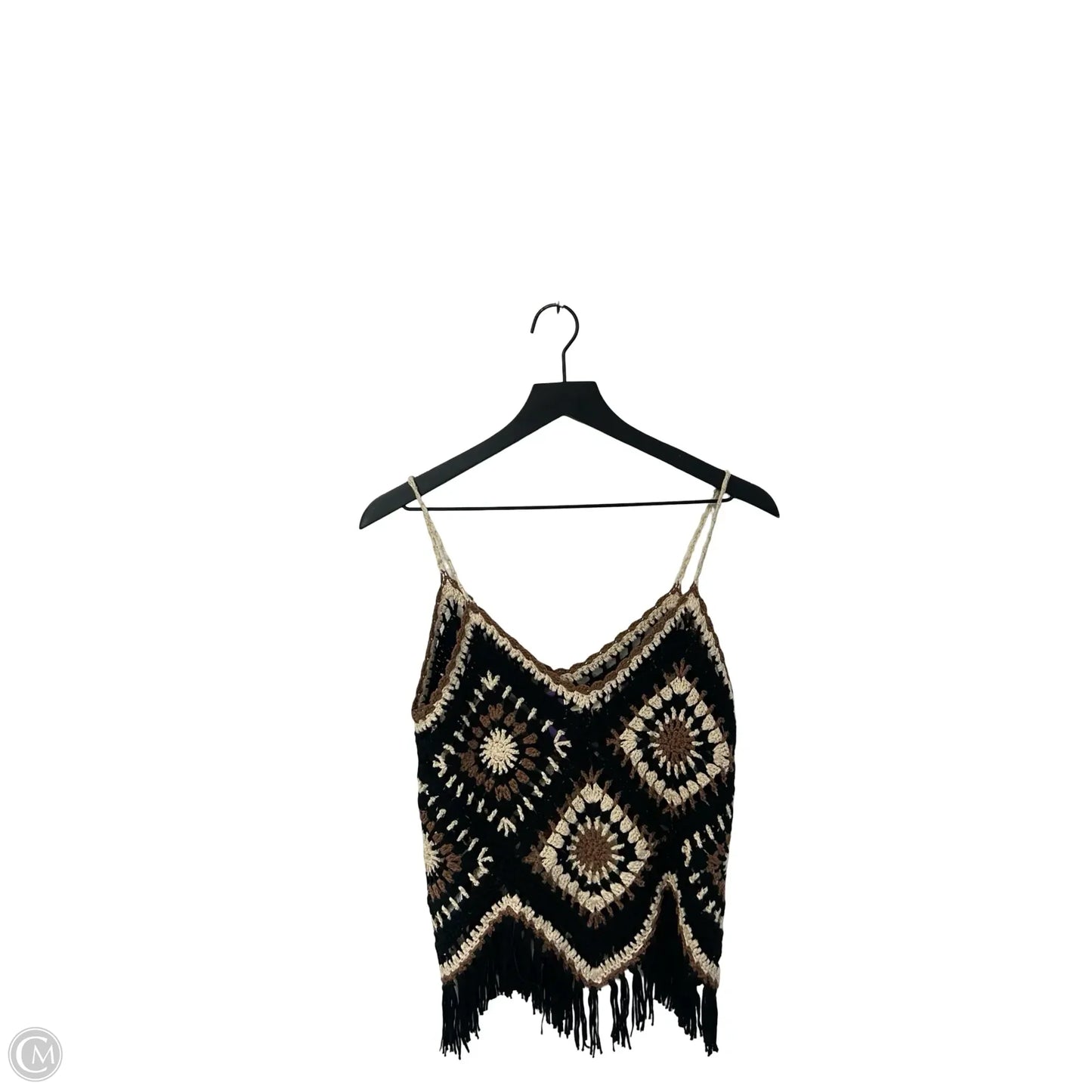 Top Sleeveless By Elan In Black & Brown, Size: L