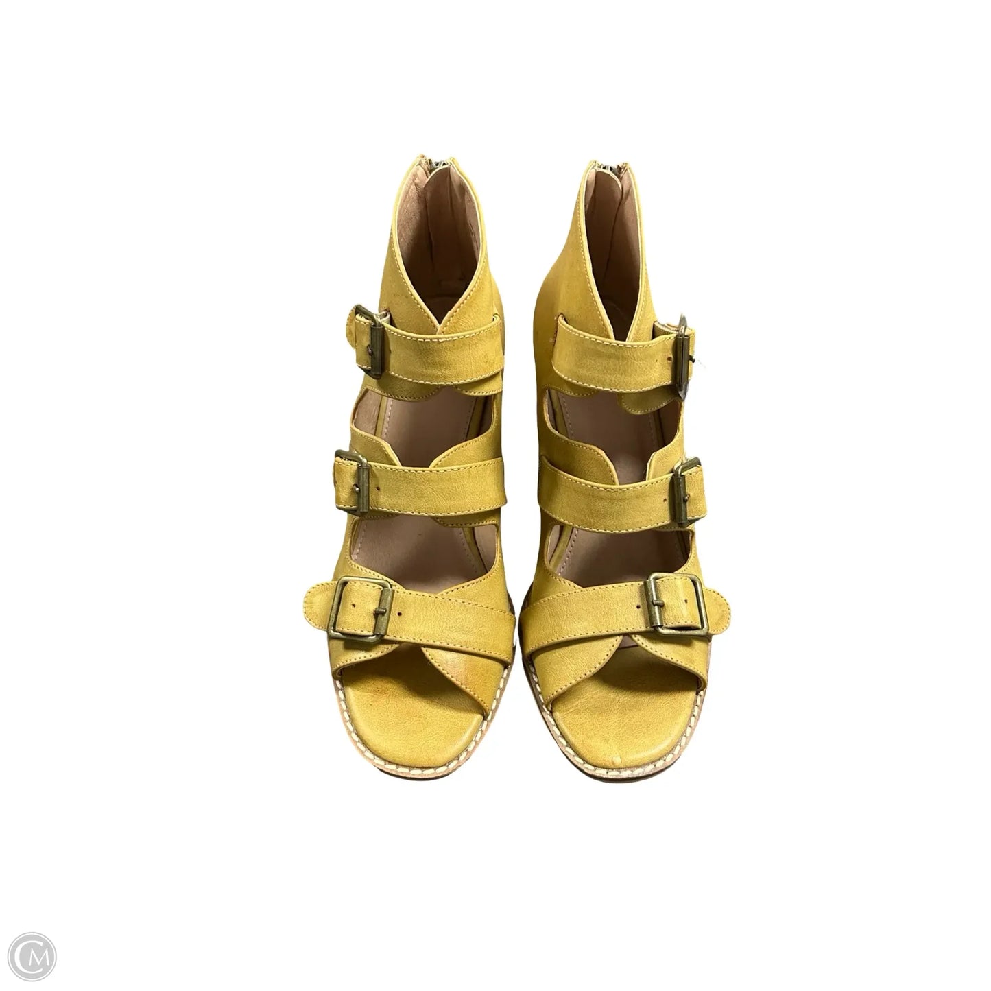 Sandals Heels Block By Cmc In Yellow, Size: 8