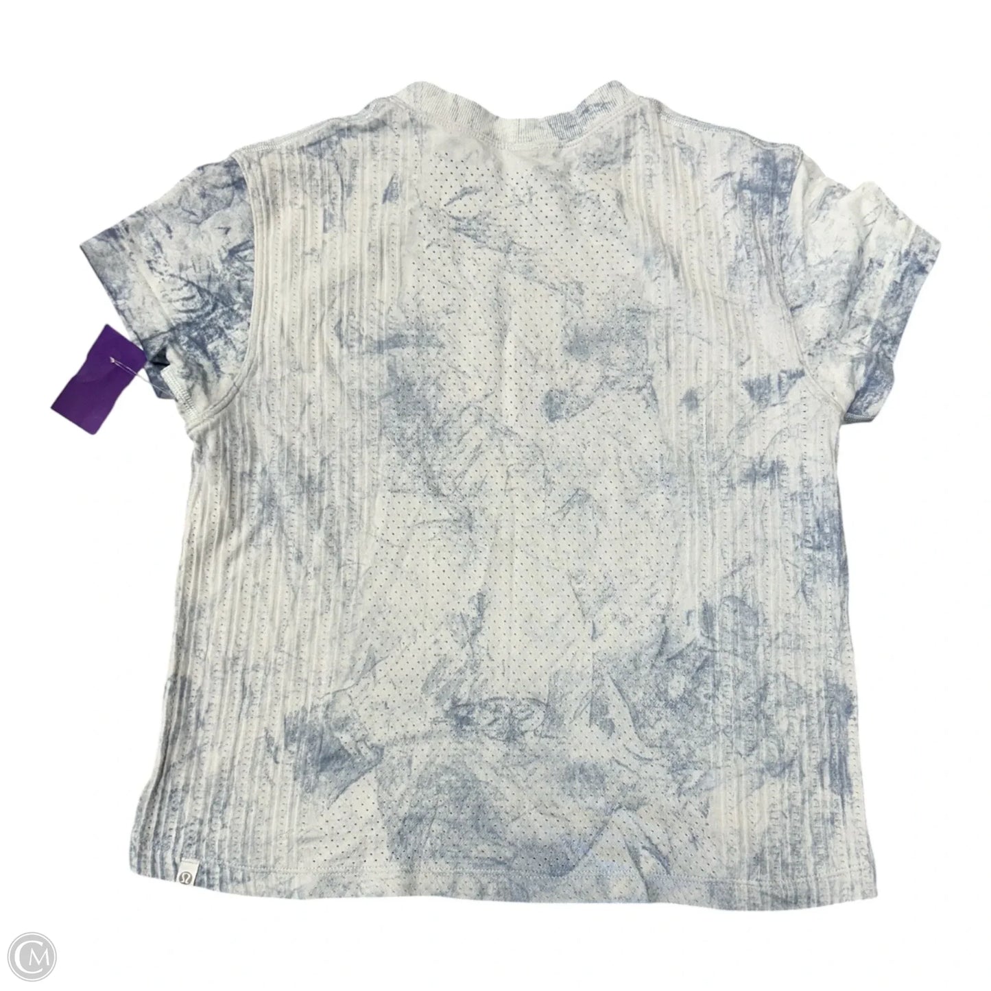 Athletic Top Short Sleeve By Lululemon In Blue & White, Size: 4