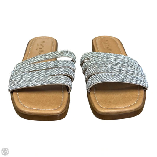 Sandals Flats By Clothes Mentor In Silver, Size: 8