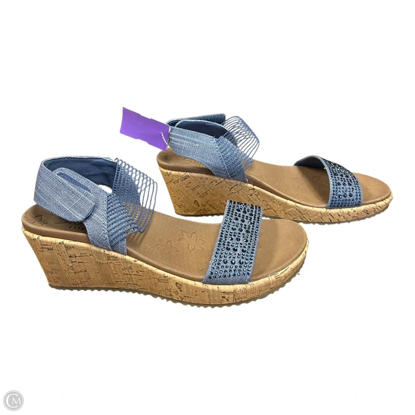 Sandals Heels Wedge By Skechers In Blue, Size: 8