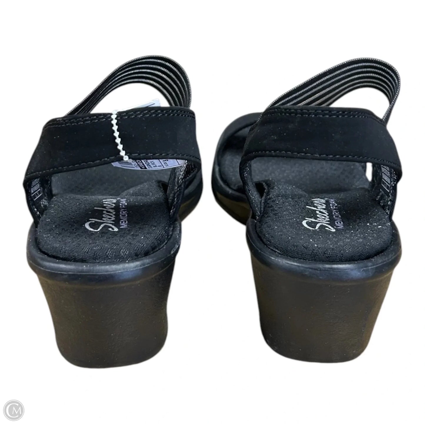 Sandals Heels Wedge By Skechers In Black, Size: 8