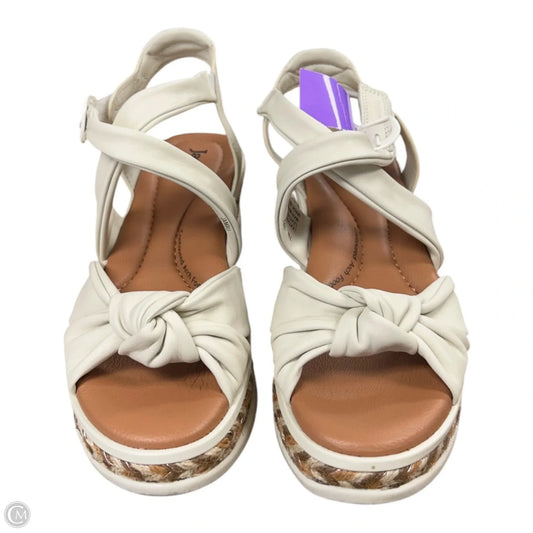 Sandals Heels Wedge By Jambu In Cream, Size: 7