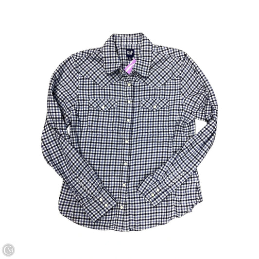 Blouse Long Sleeve By Gap In Blue & Grey, Size: L