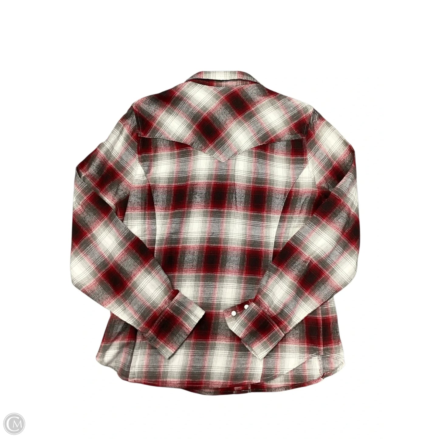 Blouse Long Sleeve By Gap In Plaid Pattern, Size: L