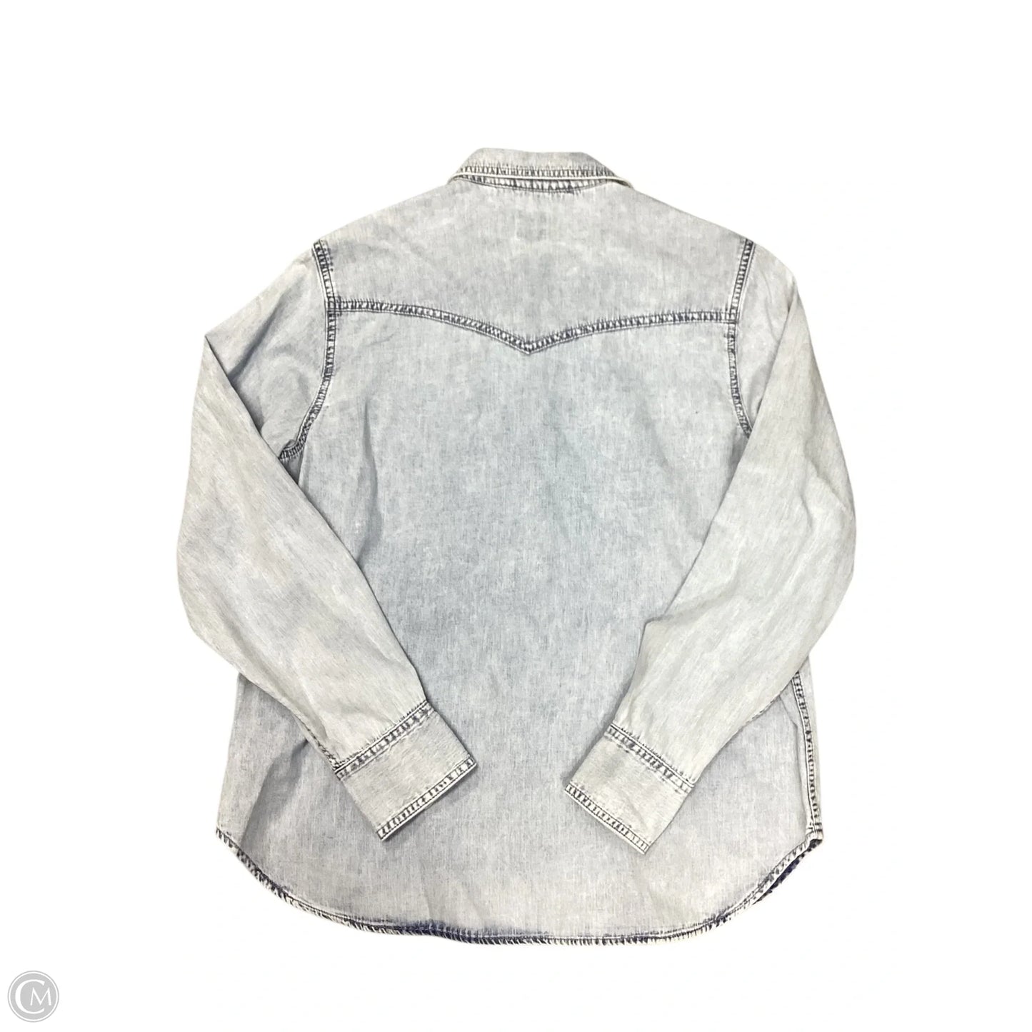 Blouse Long Sleeve By Gap In Blue Denim, Size: L