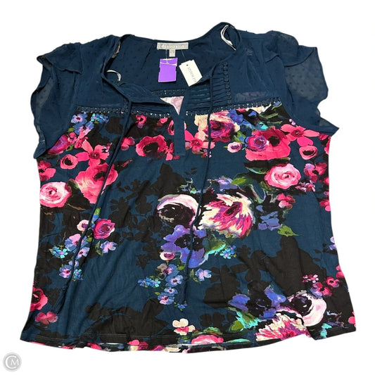 Top Short Sleeve By Daniel Rainn In Floral Print, Size: Xl