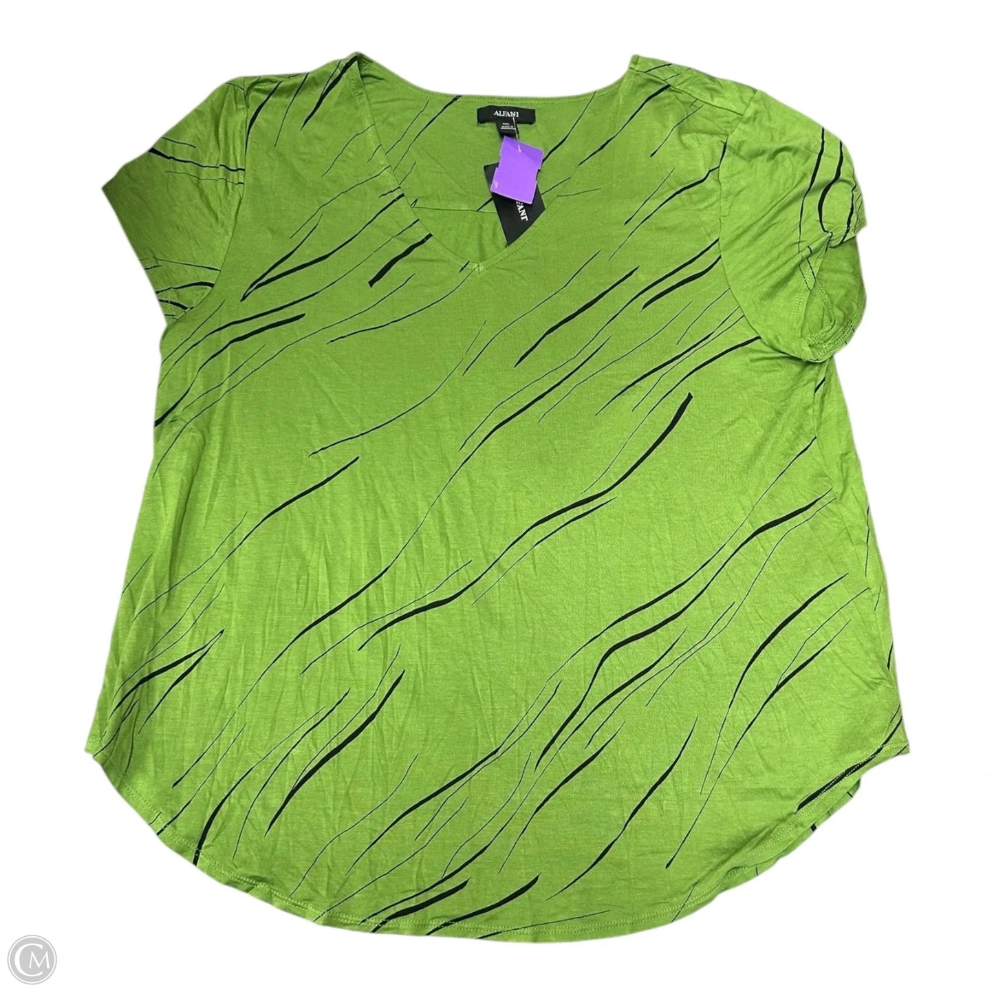 Top Short Sleeve Basic By Alfani In Black & Green, Size: Xxl
