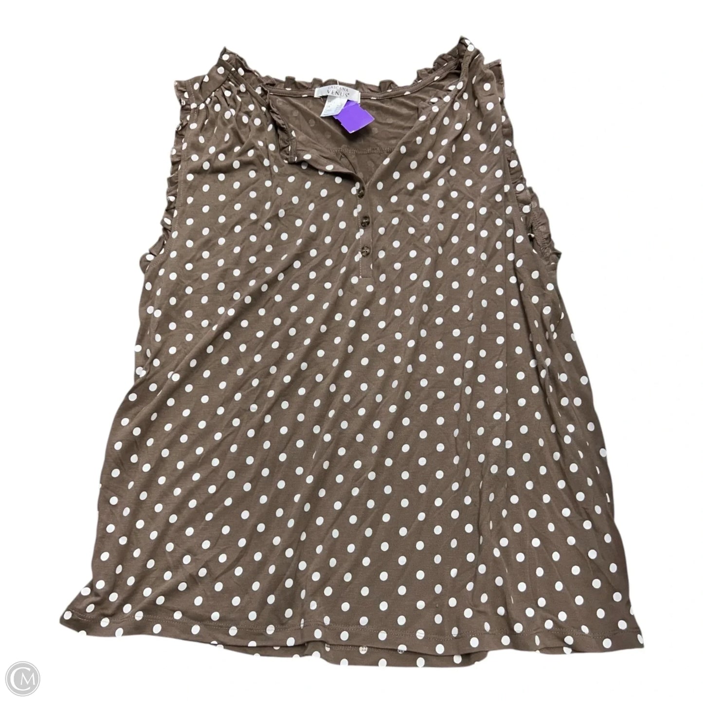 Top Sleeveless By Lascana In Brown & White, Size: 2x