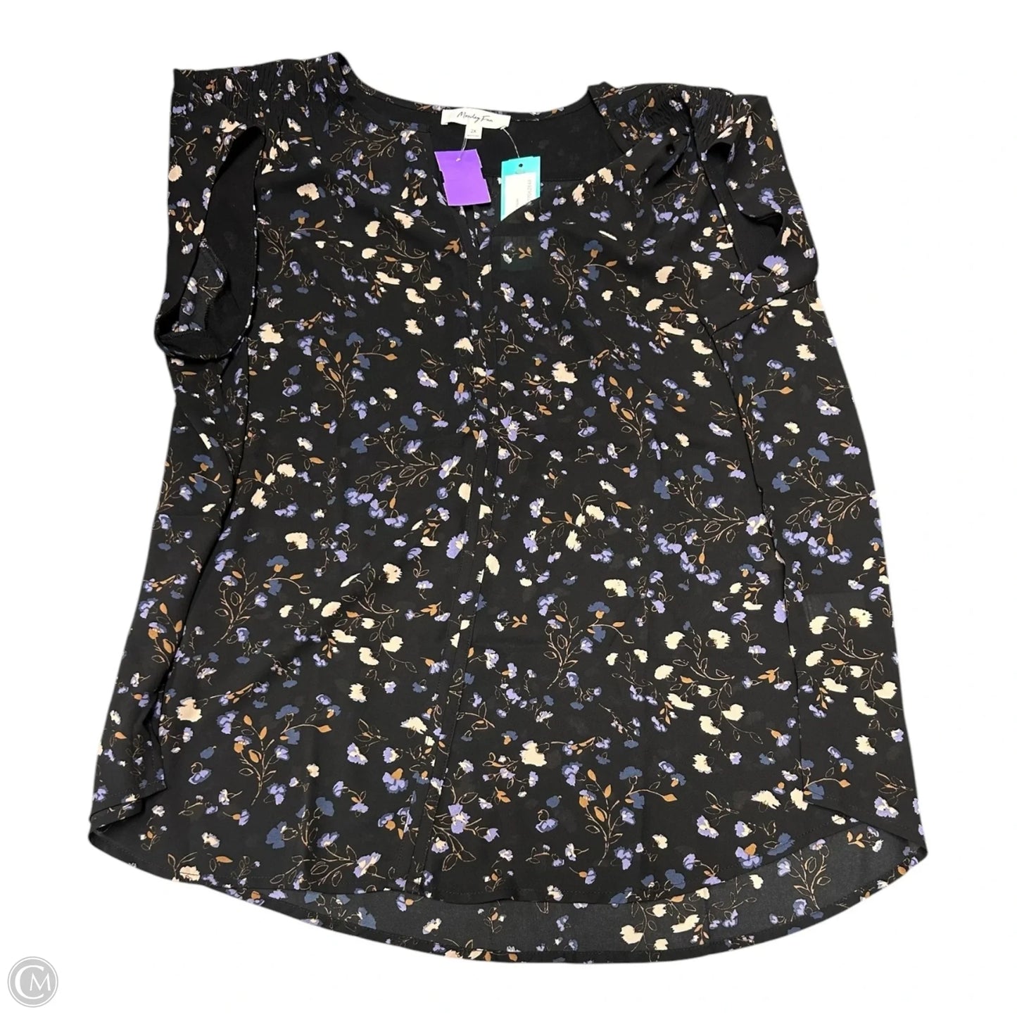 Top Short Sleeve By Monday Fun In Floral Print, Size: 2x