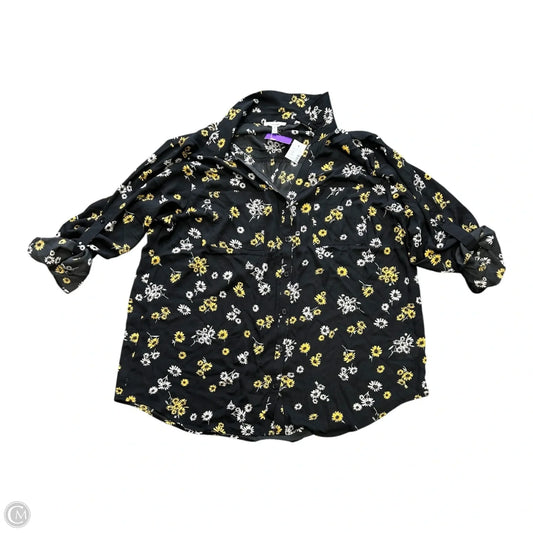 Blouse Long Sleeve By Maurices In Floral Print, Size: Xxl