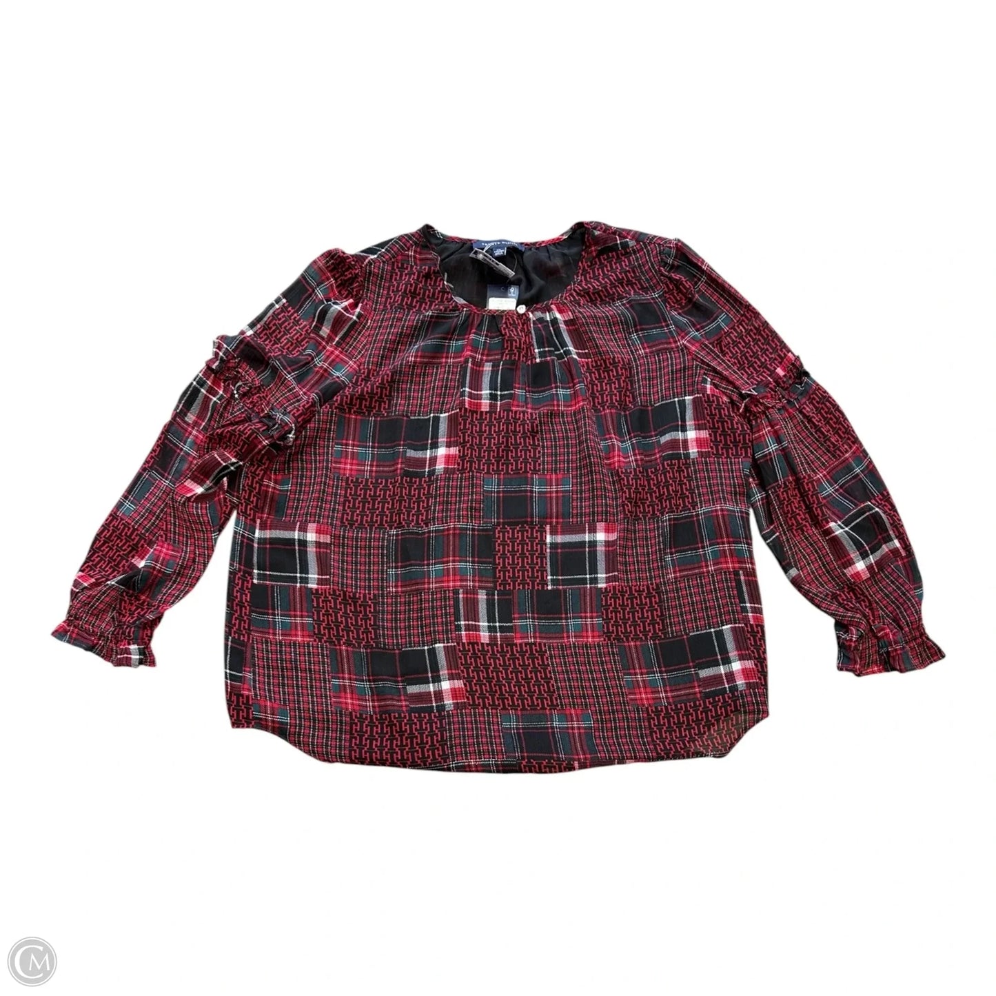 Top Long Sleeve By Tommy Hilfiger In Black & Red, Size: Xxl