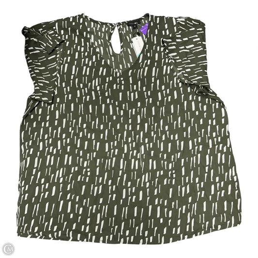 Top Short Sleeve By Papermoon In Green & White, Size: 2x