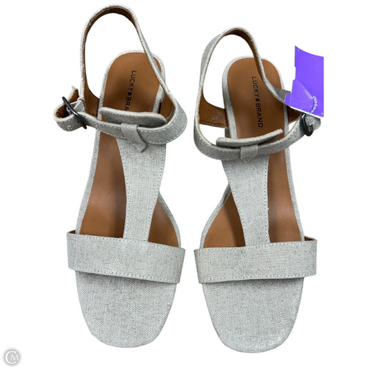 Sandals Heels Wedge By Lucky Brand In Cream, Size: 10