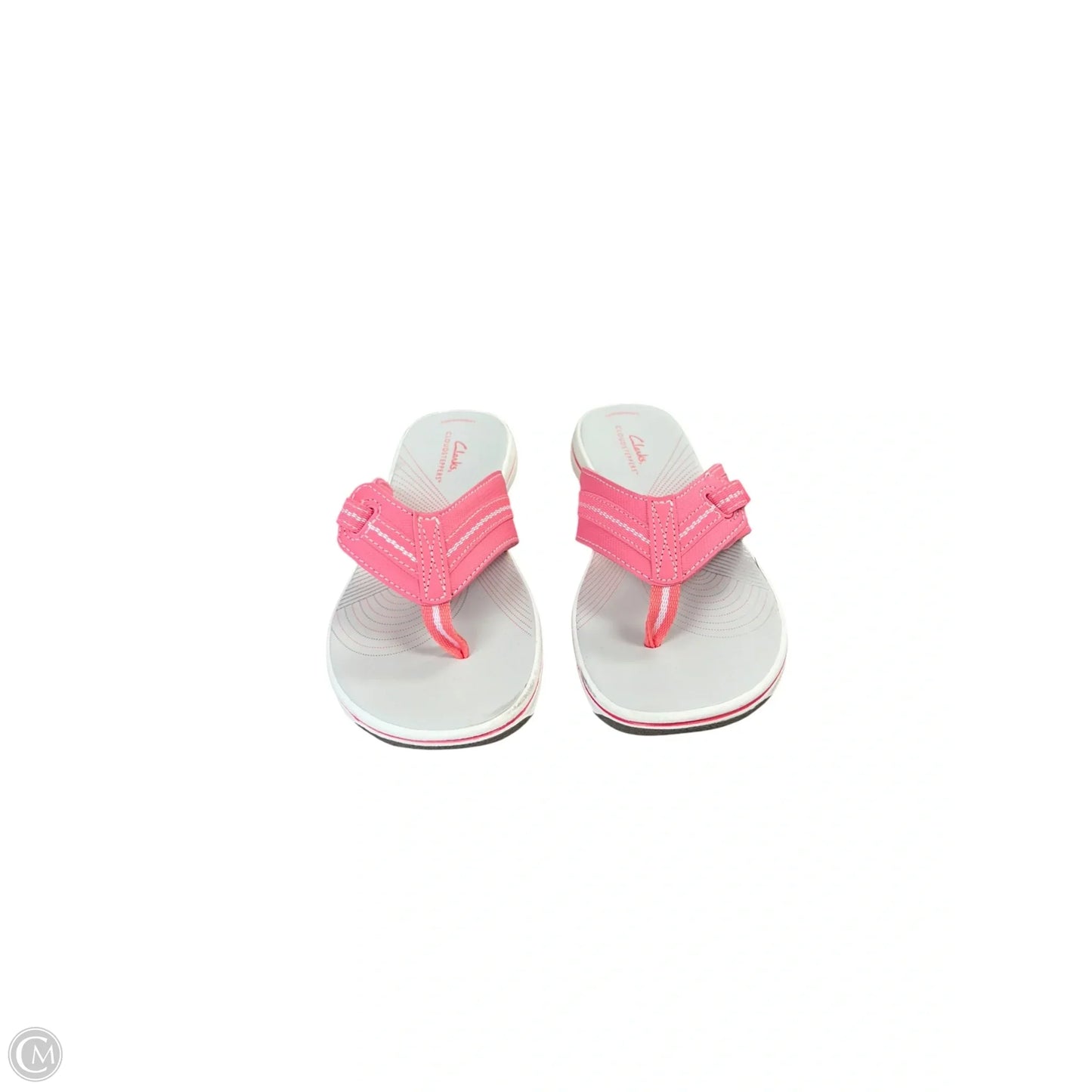 Sandals Flip Flops By Clarks In Pink & White, Size: 7