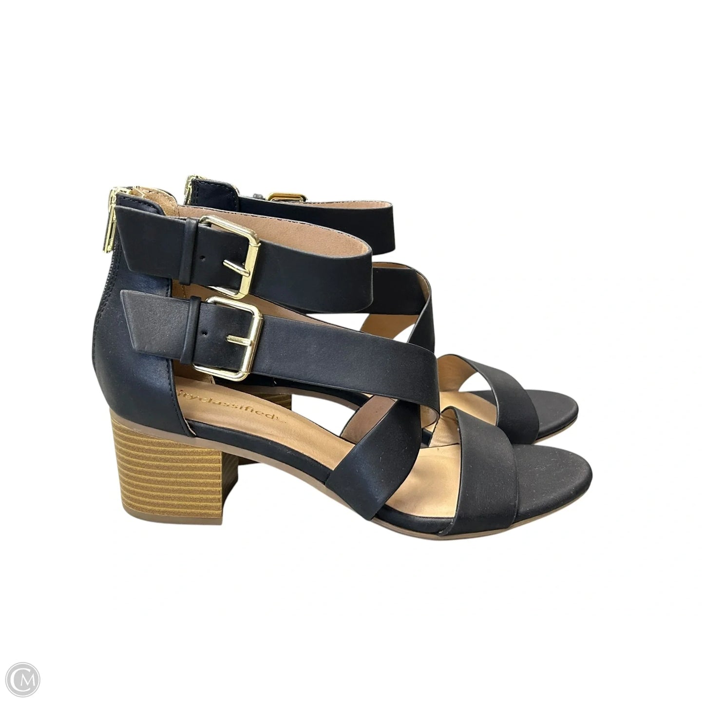 Sandals Heels Block By City Classified In Black, Size: 9