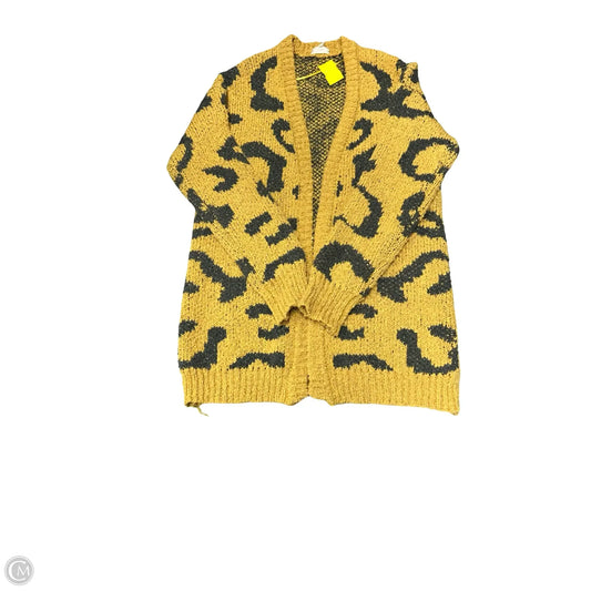 Sweater Cardigan By Hem & Thread In Grey & Yellow, Size: L