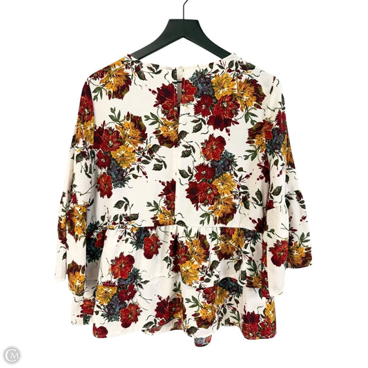 Top 3/4 Sleeve By Time And Tru In Floral Print, Size: L